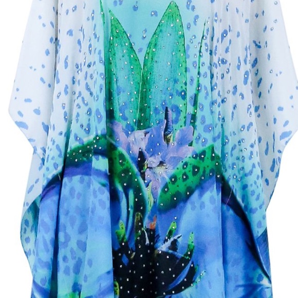 Floral Print Kaftan-Long Kaftan Dress in Flower - Picture 3 of 3